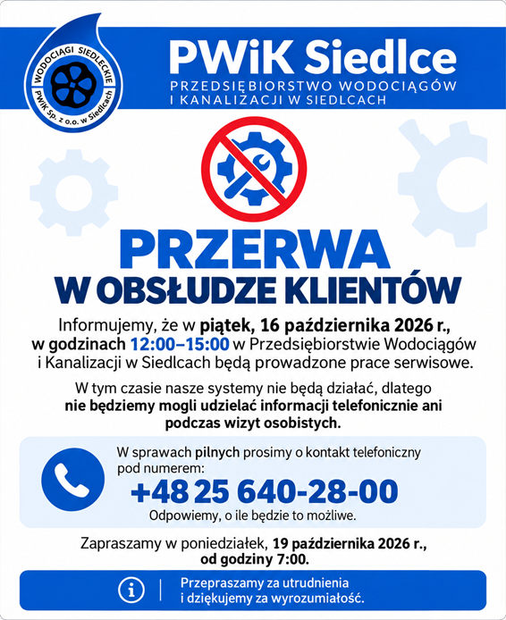 Przerwa w obsłudze klientów